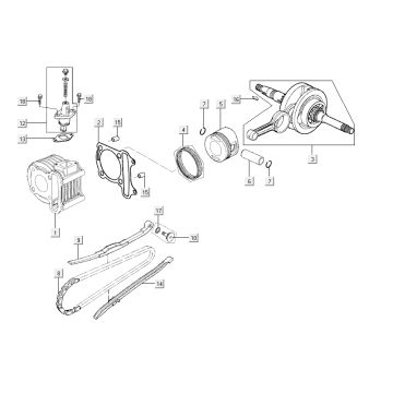 Zylinder Kurbelwelle Kymco City 16' 4-Takt dunkelgrau