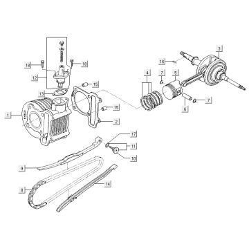 Zylinder Kurbelwelle Kymco VP50 4t ac diamantweiß