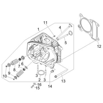 Zylinderkopf Vespa Lx 25km 4-Takt-2-Ventil