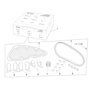 Komplettes Verschleiß- und Wartungskit Piaggio MP3 350 Maxi Sports E4 ABS 2018-2020 (EMEA)
