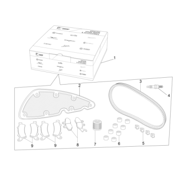 Komplettes Verschleiß- und Wartungsset MP3 500 LT Sport 2014-2016