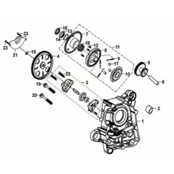 R. Crank Case-Oil Pump Assy Sym Orbit III 125i E5