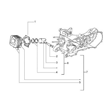 Zylinder - Kolben - Gelenkbolzen komplett Piaggio Zip RST