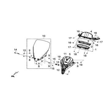 Armaturenbrett/Frontscheibe Sym Joymax 125I ABS