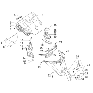 Hinterradschutzblech Piaggio MP3 300 LT Sport 2009-2014 Schwarz competition 98/A