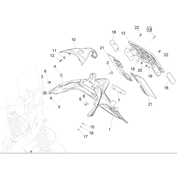 Hintere Abdeckung - Piaggio Medley 150 4T IE ABS E4 2016-2020 (EMEA)