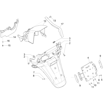 Hintere Abdeckung - Piaggio MP3 350 Maxi Sport E4 ABS 2018-2020 Schmutzfänger (EMEA)