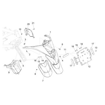 Hintere Abdeckung - Piaggio MP3 300 HPE Schmutzfänger/300 HPE SPORT E5 ABS 2020-2022 (EMEA)