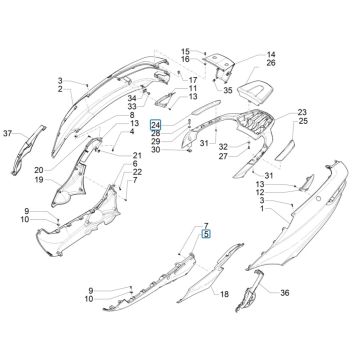 Seitenverkleidungen - Spoiler Piaggio MP3 300 ie E4 LT BUSINESS - SPORT NOABS-ABS 2016 - 2018 (EMEA)