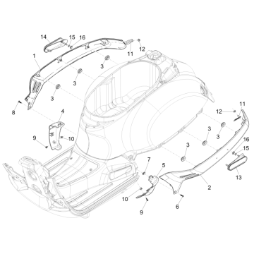 Seitenabdeckungen Vespa GTS 300 dh 2008-2016 (mit und ohne ABS) titangrau 707/C