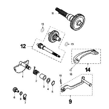 Endgetriebe - Kickstart Peugeot Elyseo schwarz