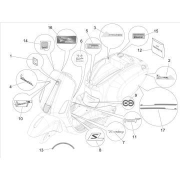 Embleme – Aufkleber – Logo Vespa Primavera 50 4T IGET 3V Euro 5