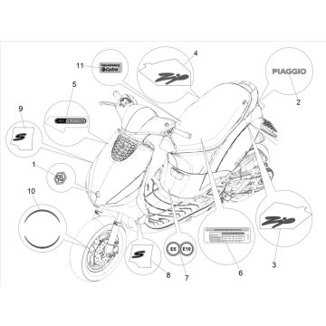 Embleme – Aufkleber – Logo Piaggio Zip 50 4T IGET 3V AC Euro 5
