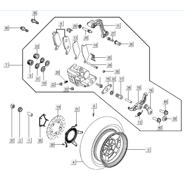 Hinterradbremssattel Kymco Xciting 500R EVO