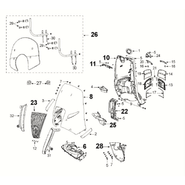 Motorrad-Schutzscheiben — Helmfach — Trittbrett — Seitenschweller Peugeot Django 4-Takt Euro 5 Deep Ocean Blue/Mad Grey (S5)