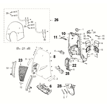 Frontverkleidung Peugeot Django 4-Takt E5 Ink Black (R1)