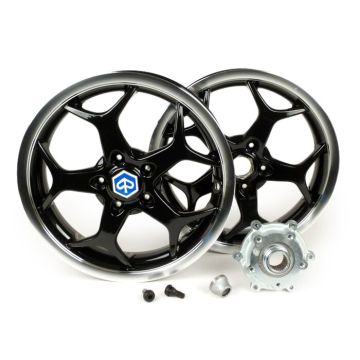 Felgenset inklusive Umrüstsatz Piaggio 3,00-13 Zoll (5 Speichen) Typ Piaggio MP3 Sport passend für Vespa GT, GTL, GTS 125-300, GTV schwarz