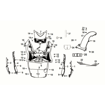 Floor panel - center cover Sym Jet 14 125I AC E5 2021-2024 MATT BLACK (BK-007U)