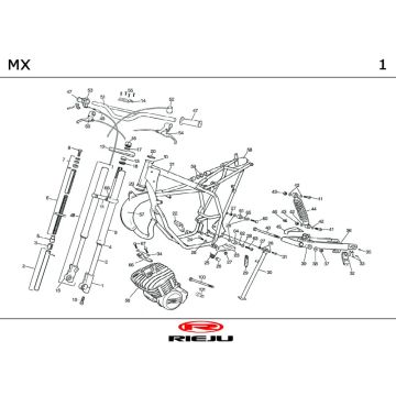 Rahmen- Lenkungsteile Rieju MX orange 2000 2-Takt
