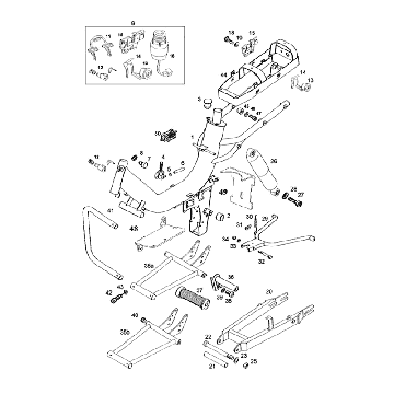 Frame - achterbrug - voetsteun - schokbreker Tomos REVIVAL (25-45KMH) (K1-K5)