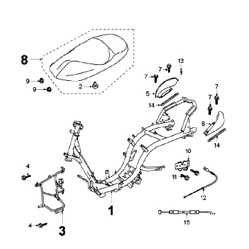 Rahmen und Sattel - Buddy Peugeot Elyseo black