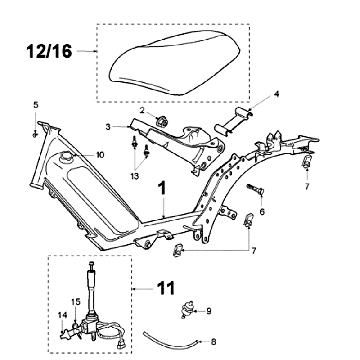Rahmen und Sattel Peugeot Fox Delivery Red