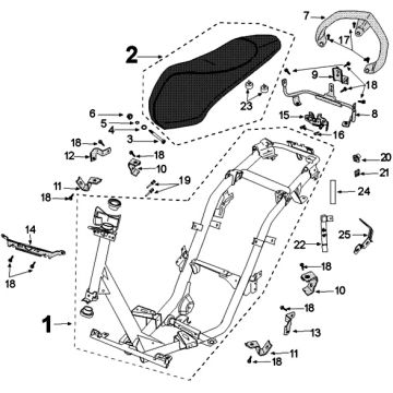 Rahmen und Sattel Peugeot Kisbee euro4