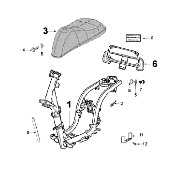 Rahmen und Sattel Peugeot Ludix 14 black