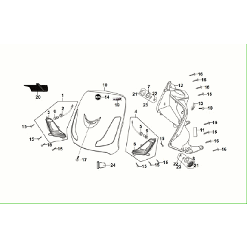 Frontabdeckung - Beinschild - Frontblinker Sym Fiddle ll Euro 5 Mattgrün (GN-371U)
