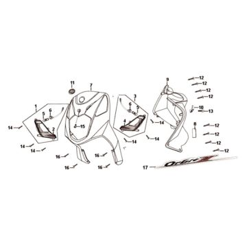 Front cover front inner box Sym Orbit II 125i E4 RED (R-010CA)