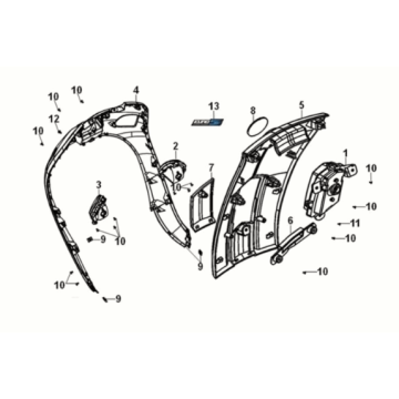 Front cover Sym Fiddle IV 125i AC CBS E5 2020-2021 WHITE (WH-8028P)