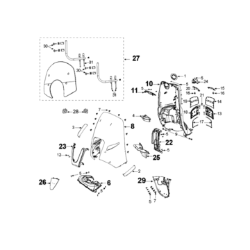 Front panels Peugeot Django 125 EFI E4 2018-2020 MAD GRAY (I2)