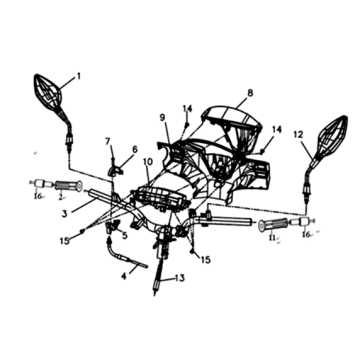 Gaszug/Thekendeckel Sym Symphony ST 200I Blau/ Schwarz/ Silber