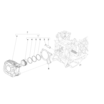 Gruppe von Zylinder-Kolben Piaggio Liberty 50 4-Takt (IGET Euro 4)