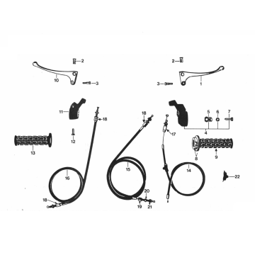 Remhendel - Handvatten - Kabels Zundapp 529-010, 020 tm 026 (past niet op 024!)