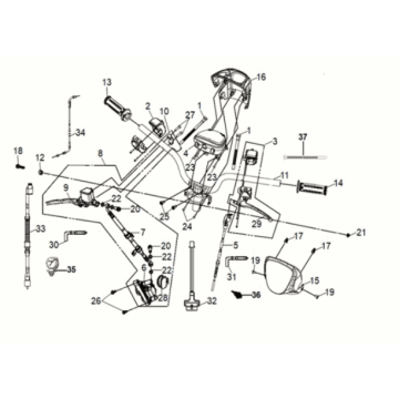 Lenker - Lenkerschalter - Tachometer - Bremssystem Sym Mio 50i 4T AC Euro 5 Weiß/Schwarz (WH-8018P/BK-001C)
