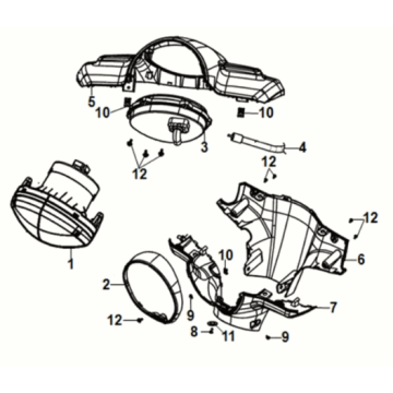 Griffabdeckung Scheinwerfer Sym Fiddle IV 50 E5 Weiß (WH-8028P)