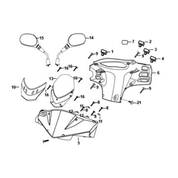 Handle pipe handle cover Sym Orbit II 125i E4 JET BLACK (BK-7C)