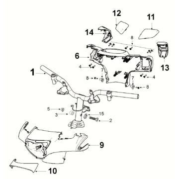 Lenker für Peugeot Django 4-Takt E5, Milchweiß/Drachenrot (G9)