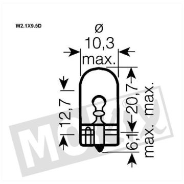 Birne 12 Volt/3 Watt Osram W2,1x9,5D