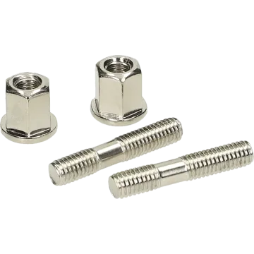 Auspuff Stehbolzen-Set, 2 Schrauben (M6 x 32 mm) und 2 lange Muttern (M6, Höhe 12 mm), Edelstahl-chrom SP