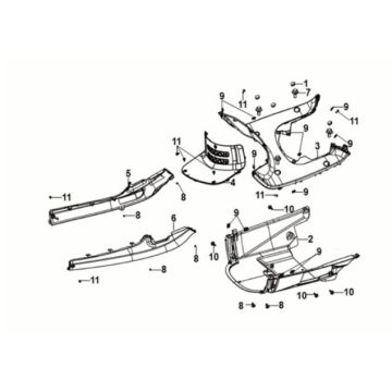 Inner fender - floor panel - center cover Sym Fiddle IV 125i AC CBS E5 2020-2021 SLATE BLUE/ SUBMARINE GREY (GY7547UL)
