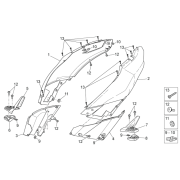 Abdeckungen hinten I Aprilia SR 50 H2O ie+Vergaser 2004-2009 gelb