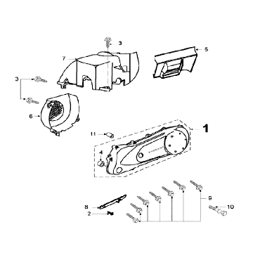 Kickstarter-Abdeckung - Kühlung Peugeot Speedfight 2 AC Schwarz