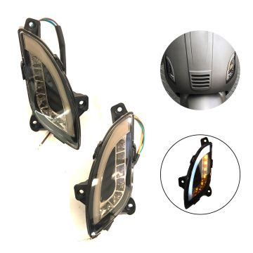 Blinker-LED-Set Audi Look transparent mit Tagfahrlicht vorne Modell China LX Roller/VX/VX50S/Riva/Napoli/Benson/Touring/Toscana/Lux/VXL/RL/Azzuro/Rimini/Delphi/GTS DMP