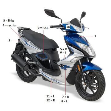 Embleme – Aufkleber – Logo Kymco Super8 Street 50i 4T AC Euro 4 Mattschwarz