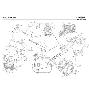 Kühlung- Kraftstofftank- Auspuff Rieju Rs2 Naked red 2009 2-Takt