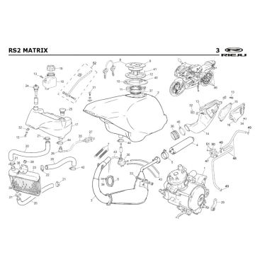 Kühlung- Kraftstofftank- Auspuff Rieju Rs2 rot 2005 2-Takt