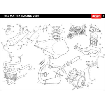 Kühlung- Kraftstofftank- Auspuff Rieju Rs2 rot 2007 2-Takt
