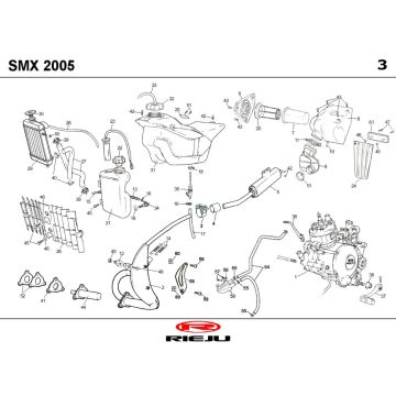 Kühler - Kühlung - Benzintank - Auspuff Rieju SMX 50 2T LC Rot 2006